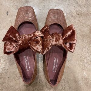 Jeffrey Campbell x Anthropologie velvet bow flats with crystal sparkle